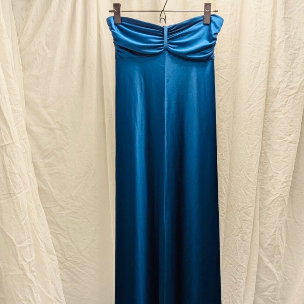 Blue strapless bandeau maxi dress small 70s vintage